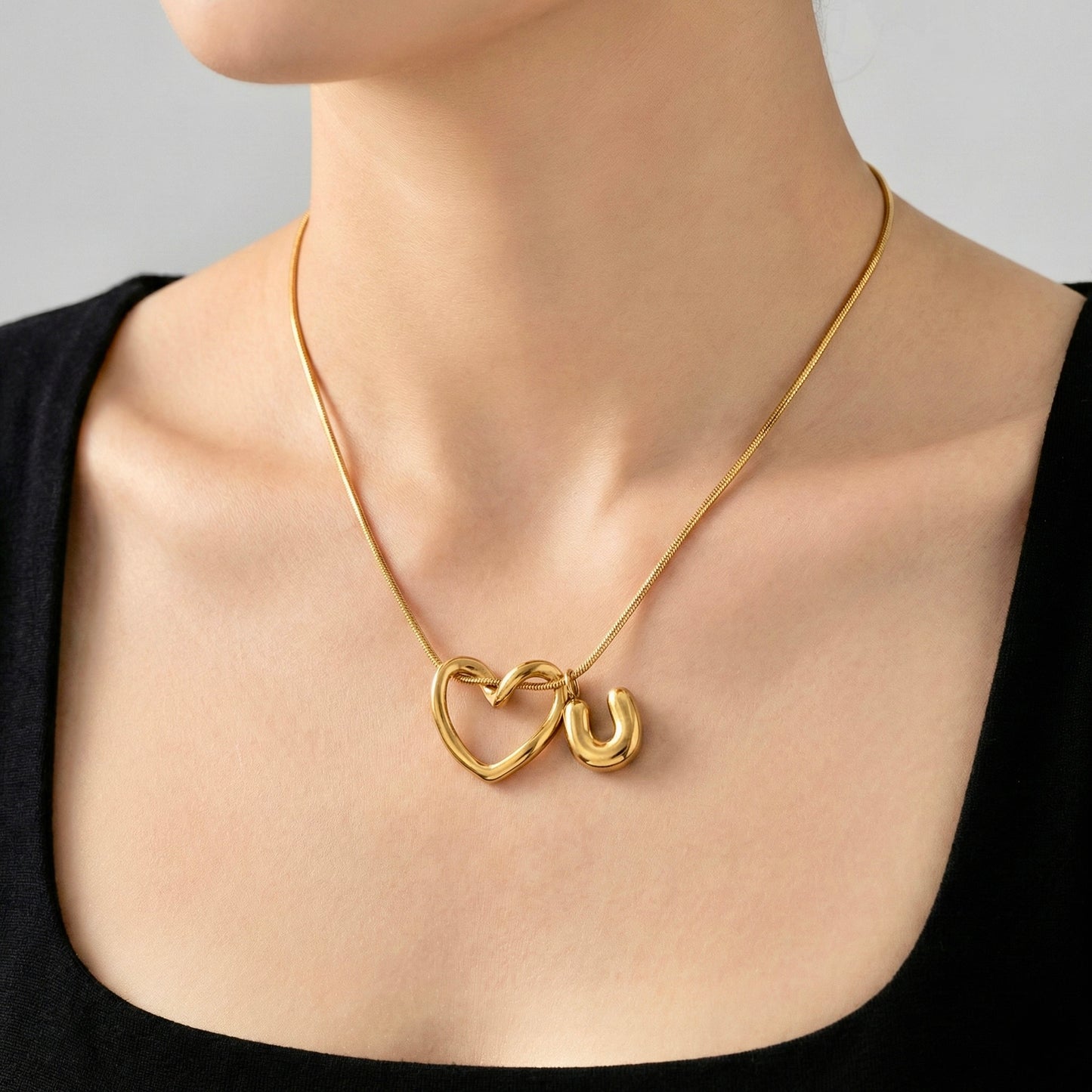 Amoura Heart Initial Pendant