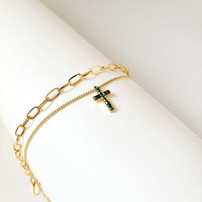 Auren Link Cross Necklace