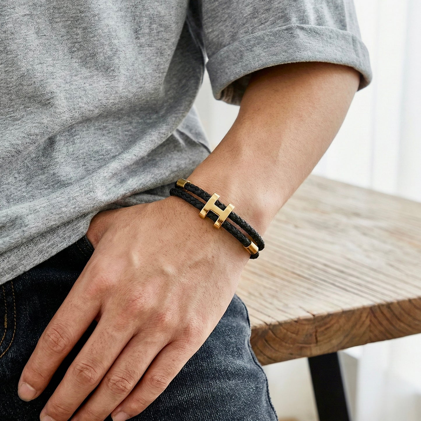 Helix Black Cord Bracelet